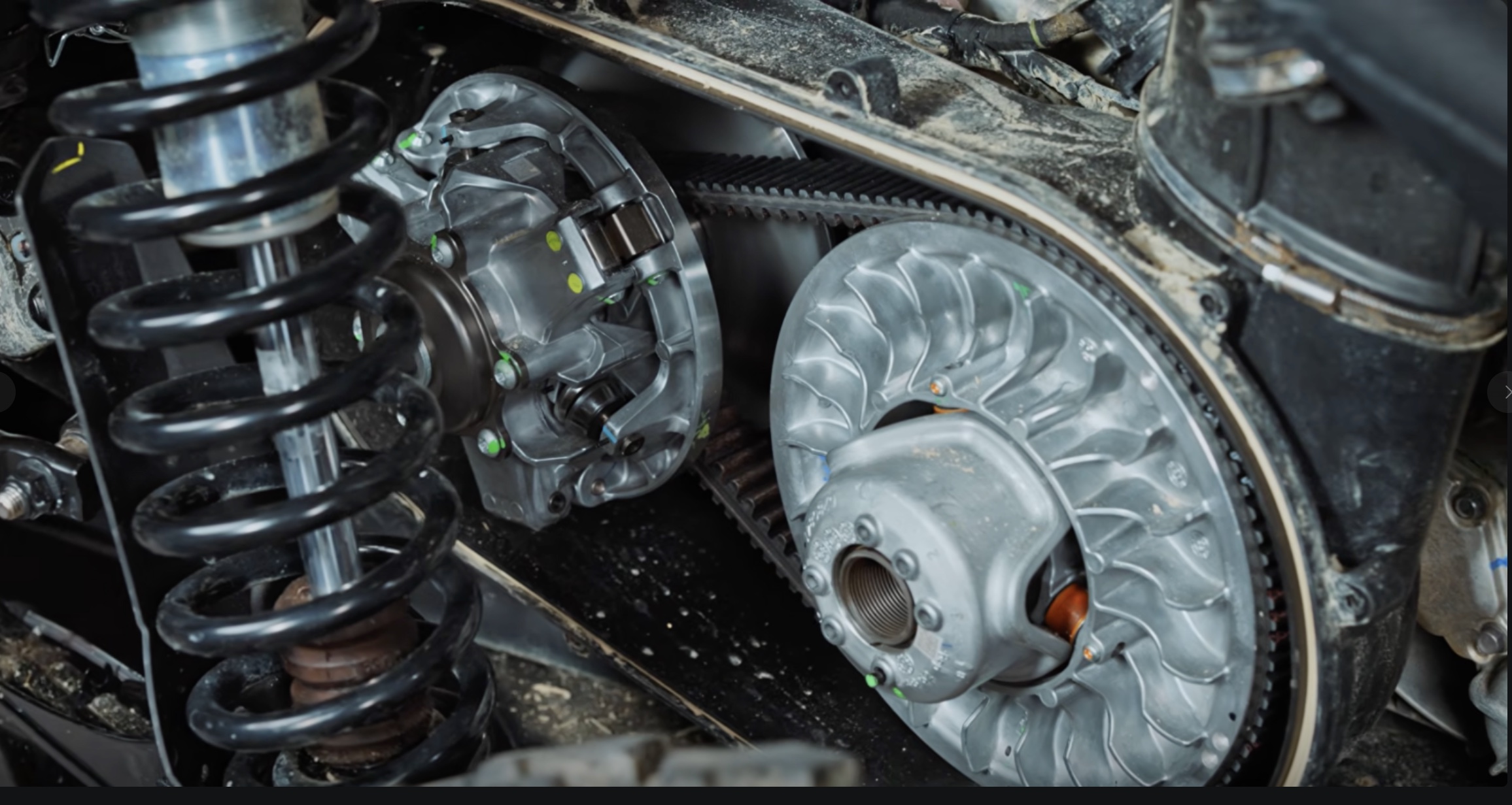 UTV primary and secondary clutch with the CVT drive belt during service